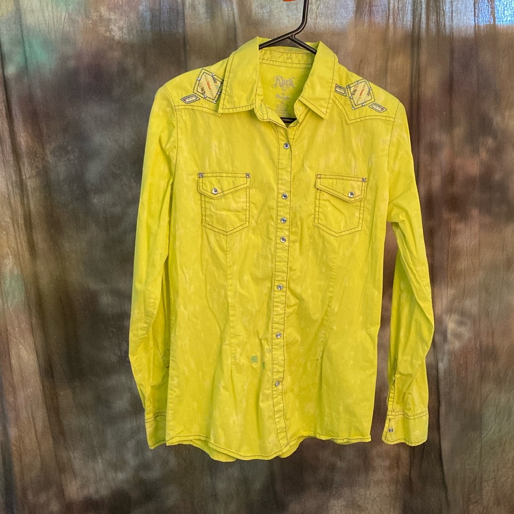 Wrangler- Lime Green western shirt w/ snap buttons